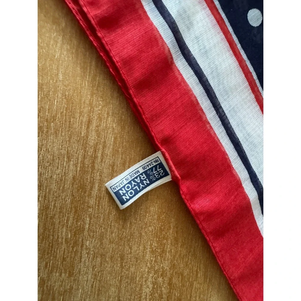 Vintage Red White Blue Polka Dot Scarf Handkerchief Accessory